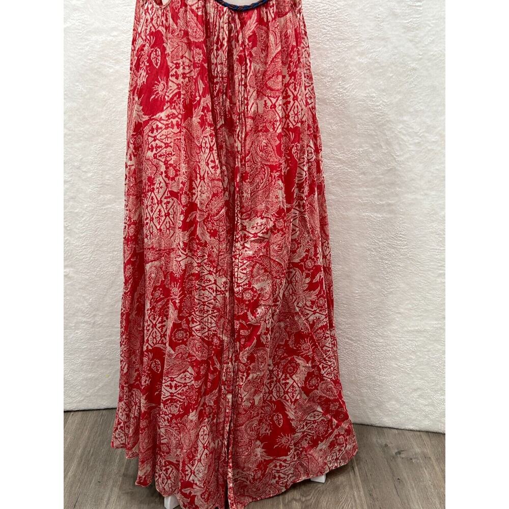 Free People Bandana Dress Tie Shoulder Maxi Red Floral Size S Boho Festival - Picture 5 of 12